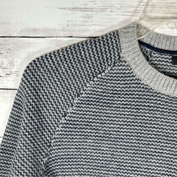 Banana Republic Merino Extra Fine Wool Cotton Gray Navy Pullover Sweater M - Picture 4 of 7